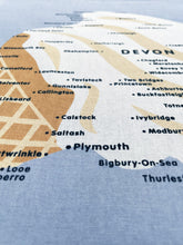 Load image into Gallery viewer, Close Up Devon and Cornwall Map Ice Cream Tea Towel
