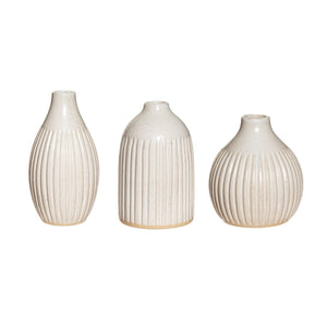 White Ceramic Bud Vases - Set of 3