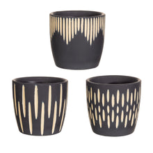 Load image into Gallery viewer, Black &amp; White Small Planter Pots -Set of 3