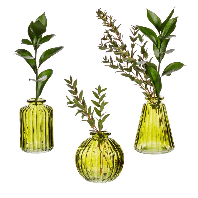 Recycled Glass Bud Vases - Set of 3