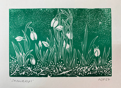 A Dozen Octopus -  Lino Print A4 Floral Landscape