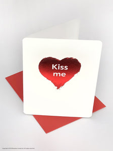 Kiss Me - Red foil Heart - Valentines Card