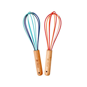 Whisk - Blue & Red with wooden handle