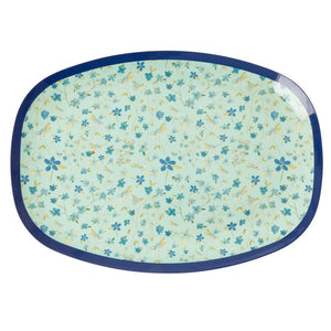 Melamine - Rectangle Plate - Blue Floral