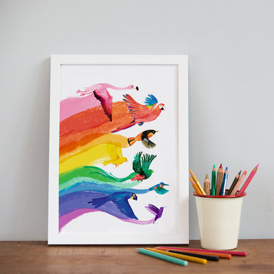 Rainbow Bird Print